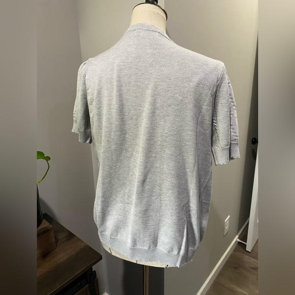 Kancy Kole women’s short sleeve sweater in light grey. Women’s size L - Picture 16 of 16